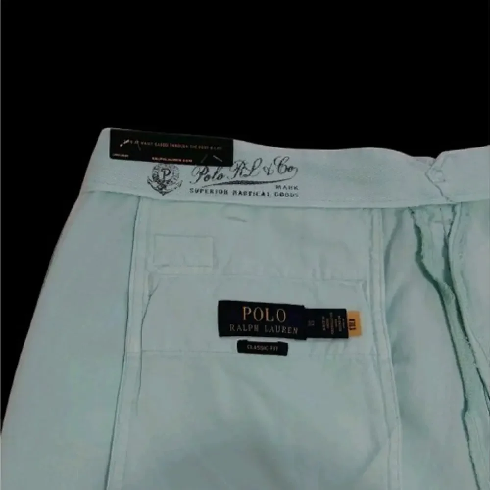 NWT Polo Ralph Lauren Mens 32 Linen Cotton Mint Green Classic Fit Shorts Travel